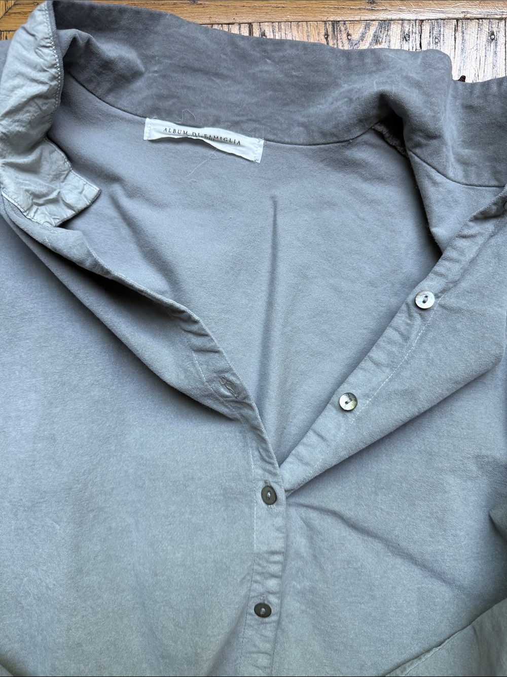 Light Gray Button-Front Women’s Blouse - Picture 3 of 9